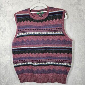 Vintage Hunting Horn Wool Sweater Vest Men Size L hipster Nerd retro multicolor